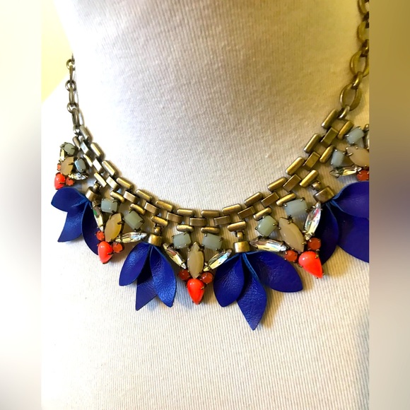 Stella & Dot Blue and Orange Statement Necklace - Picture 1 of 3